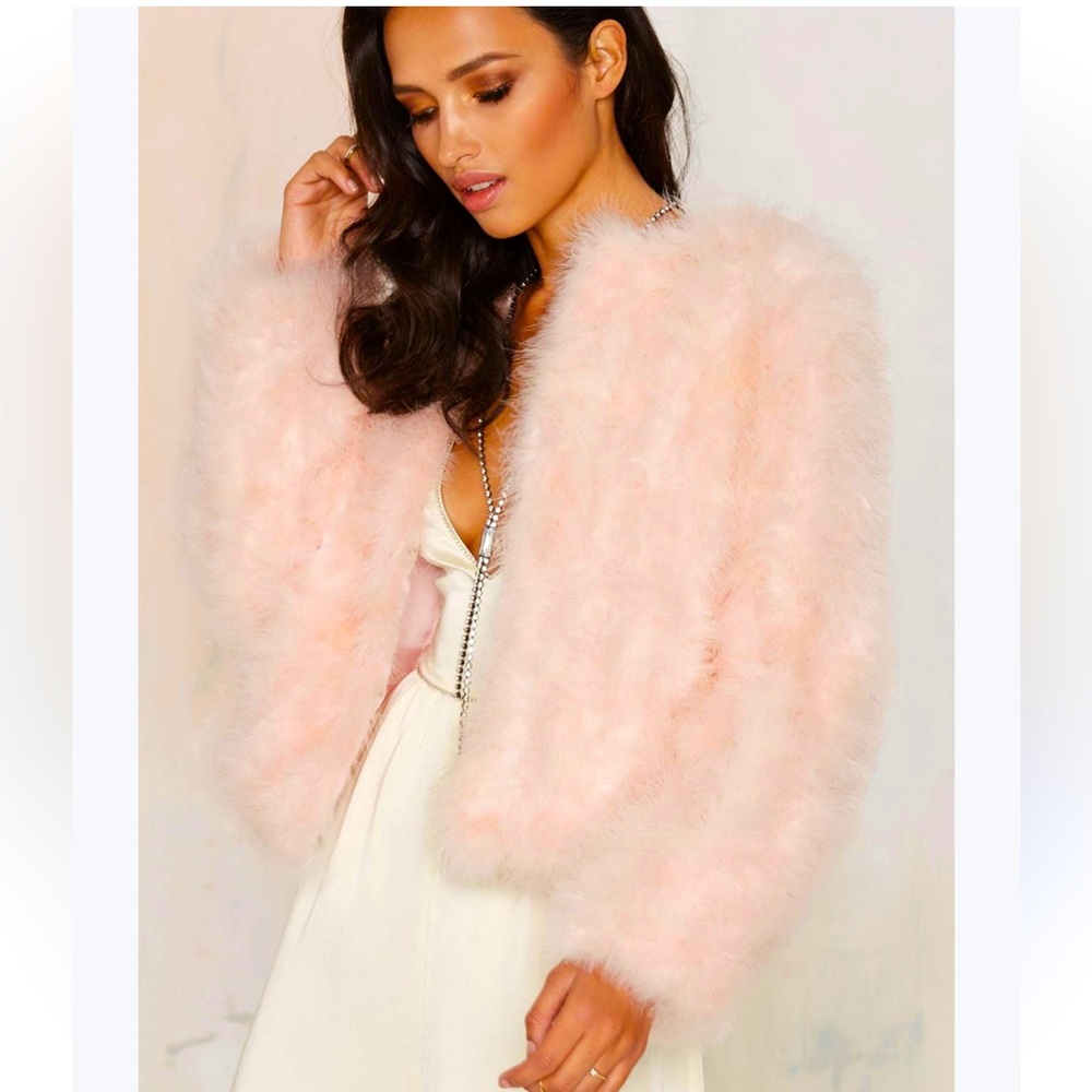 J.O.A. Pale pink Under the feather jacket size M